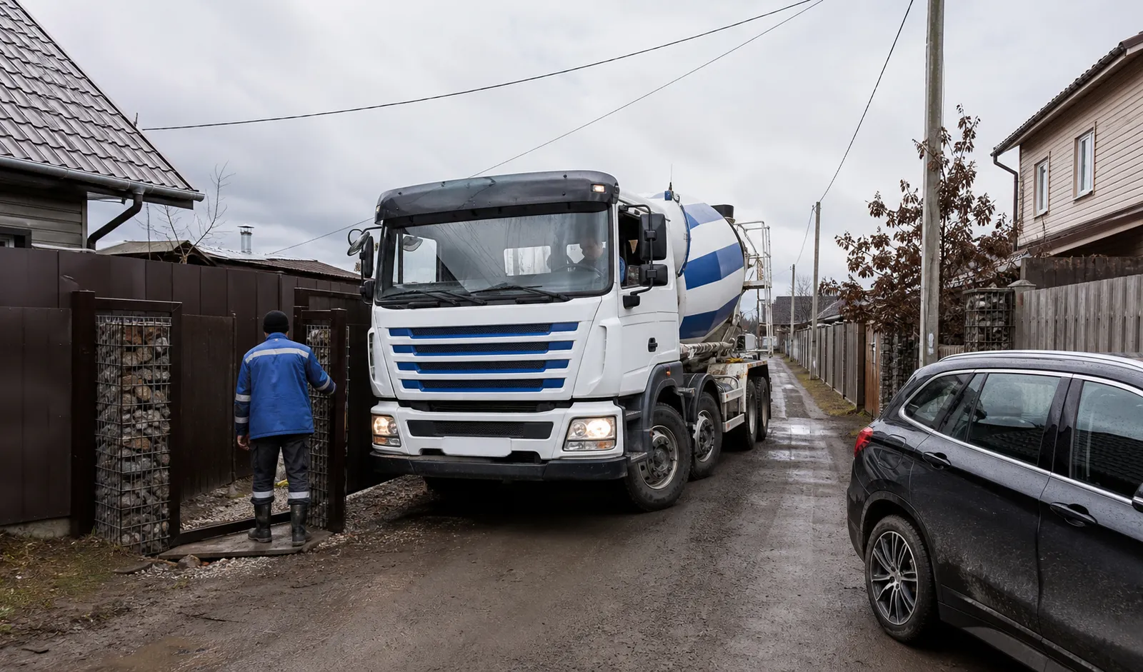 Доставка бетона в Клопицах — миксер на объекте